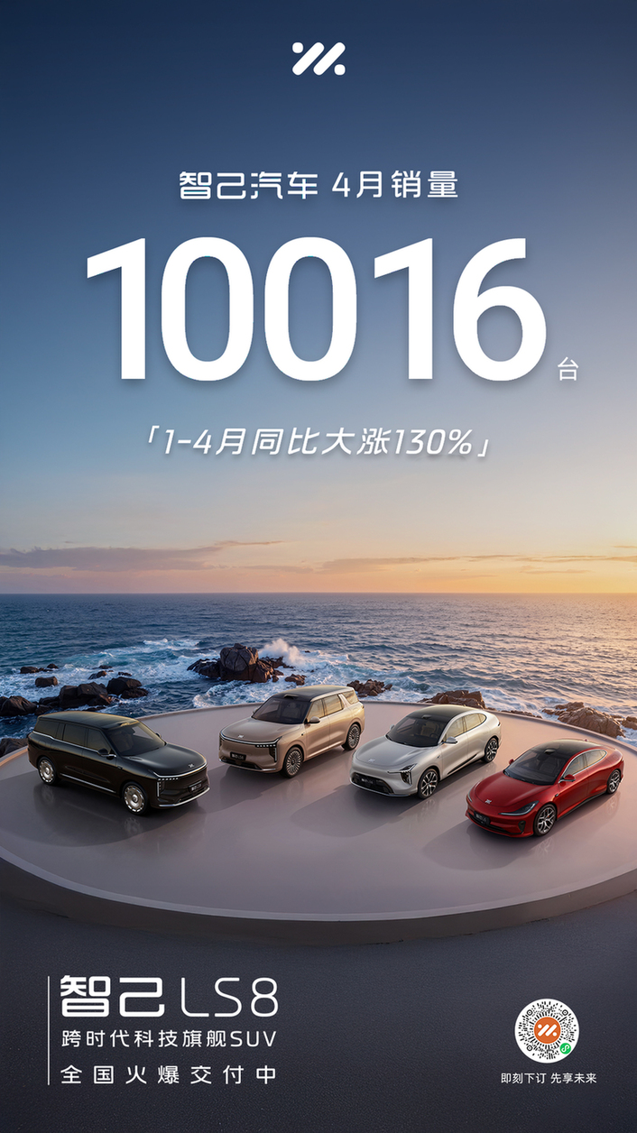 破万智己汽车4月销售10,016台智己ls8上市即爆款