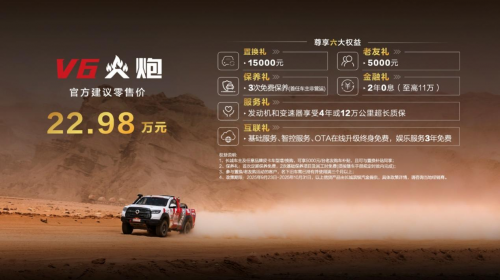 长城皮卡1-9月全球累计销售13.6万辆 同比增长3.1% v6火炮上市即交付