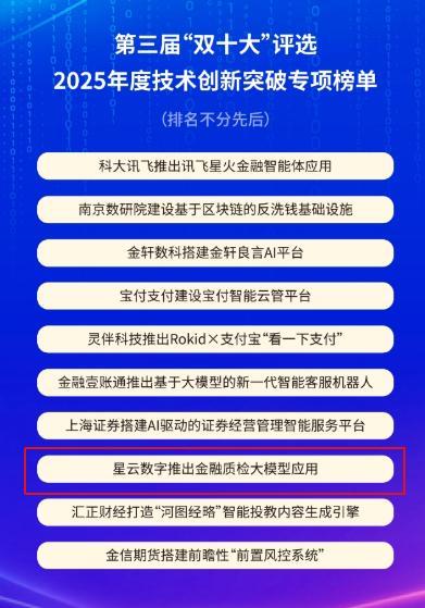 技术创新实现新突破!星图金融旗下星云数字入选“双十大”榜单